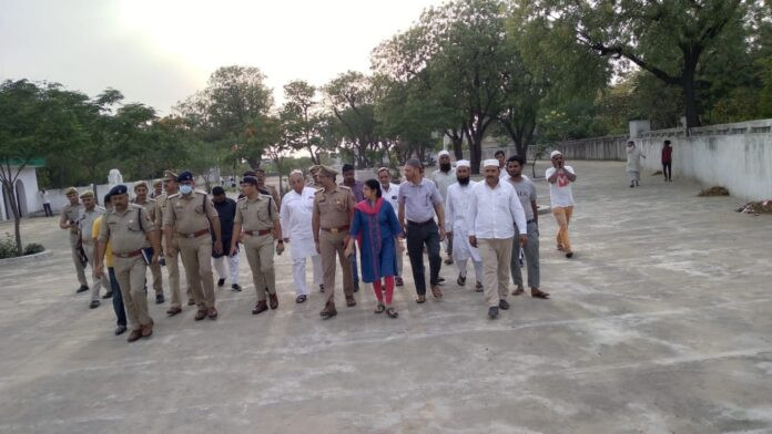 SP inspecting Idgah