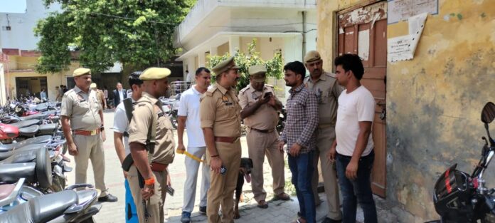 Police team interrogating in the court