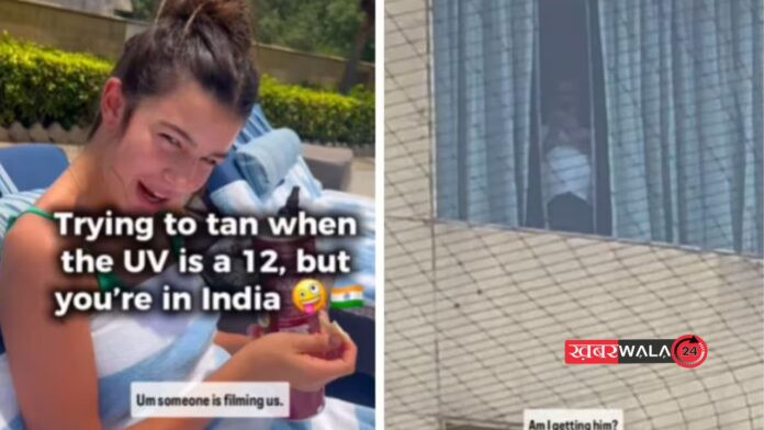 Gurugram के होटल में सनबाथ कर रही थीं अमेरिकी टूरिस्ट, खिड़की से बनाया वीडियो,
