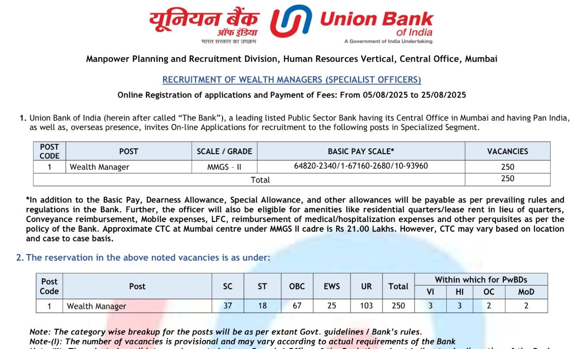 Union bank so recruitment 2025