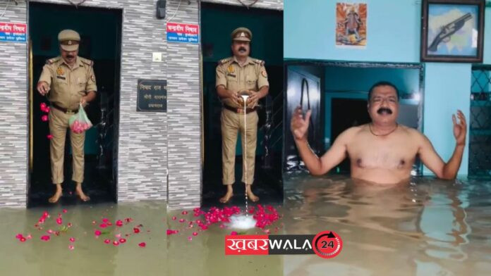 Viral Video Prayagraj Flood Ganaga River Sub Inspector Chandradeep Nishad