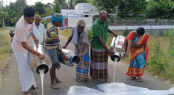 तमिलनाडु: कंपनी ने खरीदने से किया मना तो नाराज उत्पादकों ने सड़क पर बहा दिया दूध
